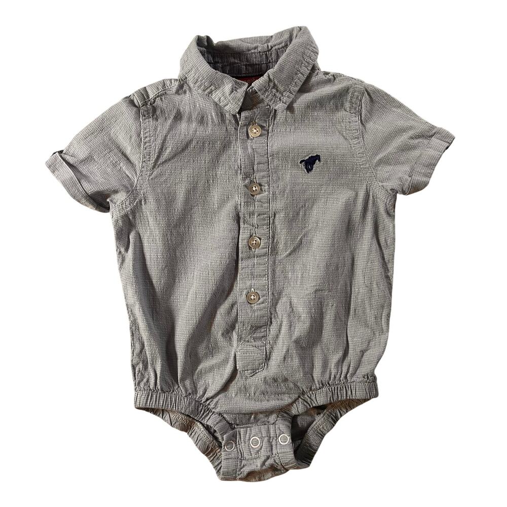 Wrangler Baby Toddler One Piece shirt 18 Months Collared Button Baby Blue Denim